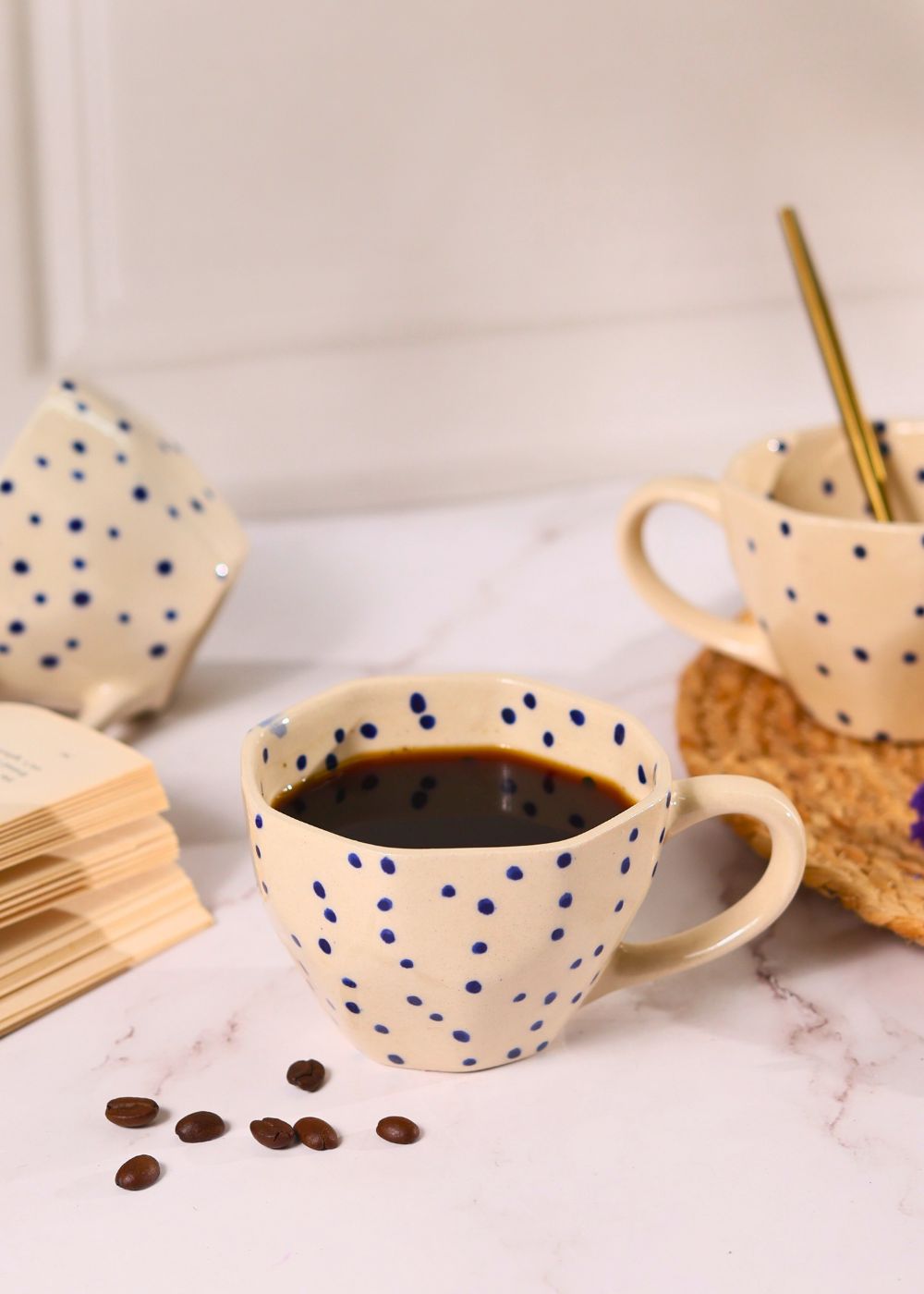 Handmade Blue Polka Mug