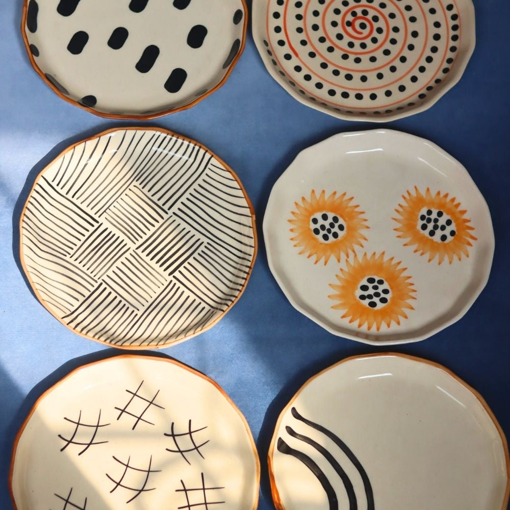 Handmade Set of 6 Handmade Snack Plates (for the price of 5)