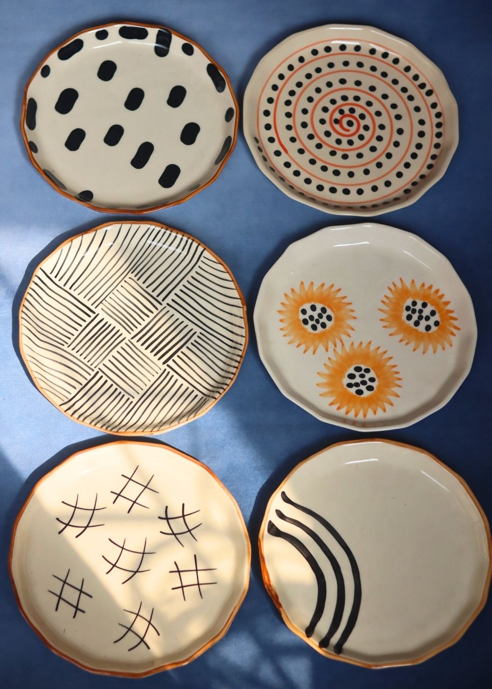 Handmade Set of 6 Handmade Snack Plates (for the price of 5)