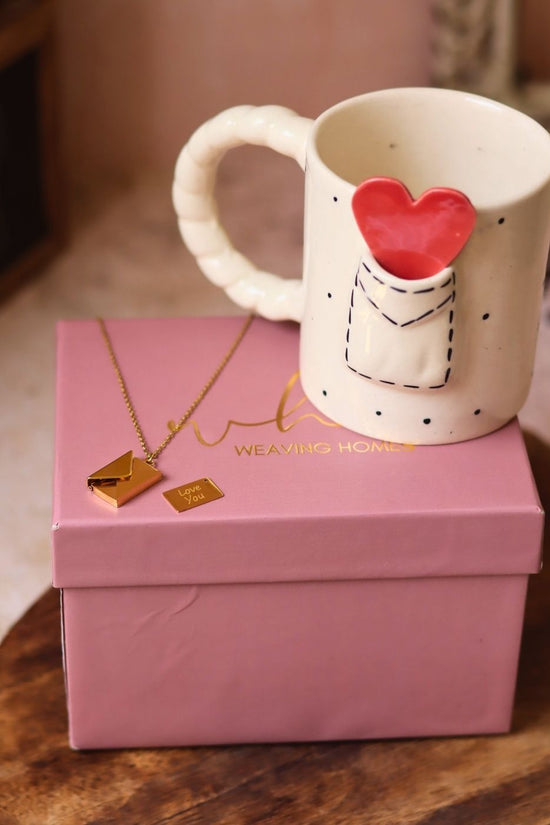 Love Letter Mug & Love Letter Necklace in a Gift Box made by Ceramic