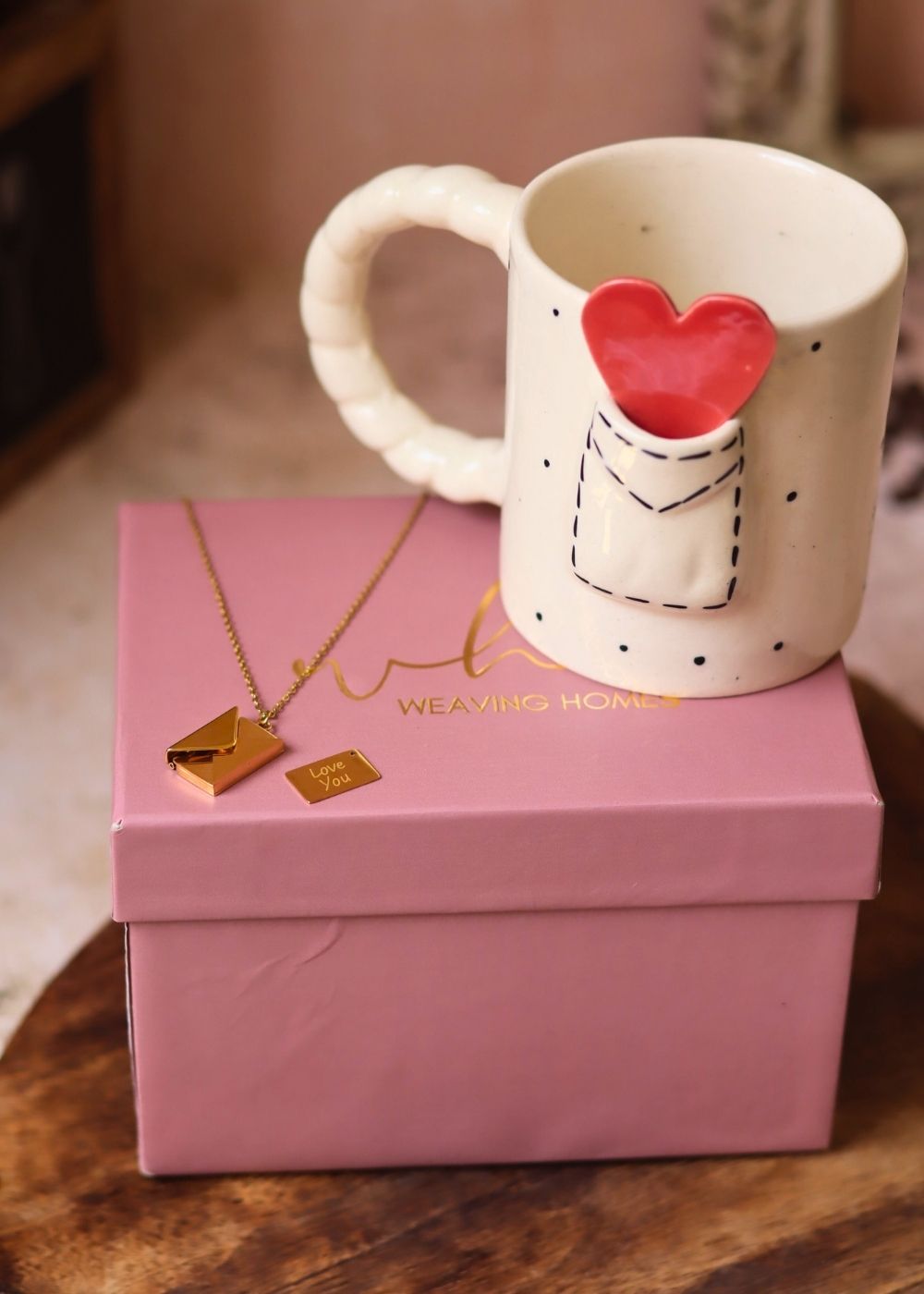 Love Letter Mug & Love Letter Necklace in a Gift Box made by Ceramic
