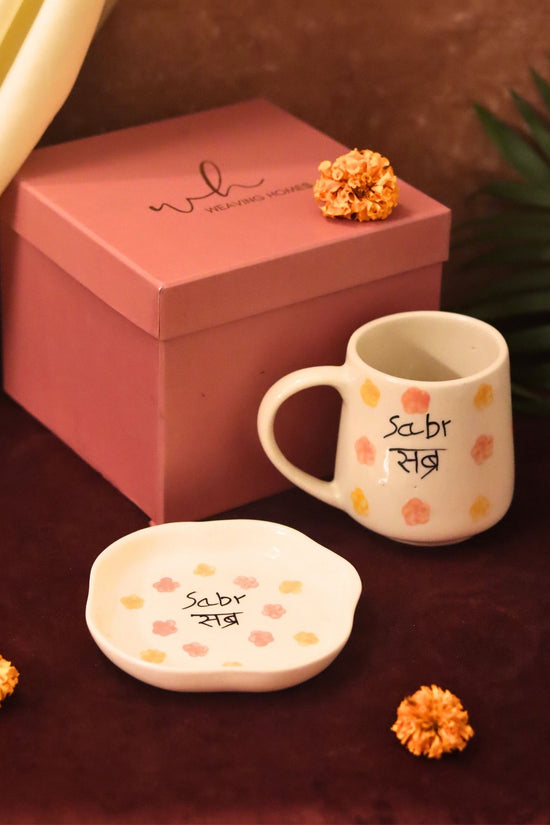Sabr Mug & Handmade Dessert Plate in a Gift Box made by ceramic