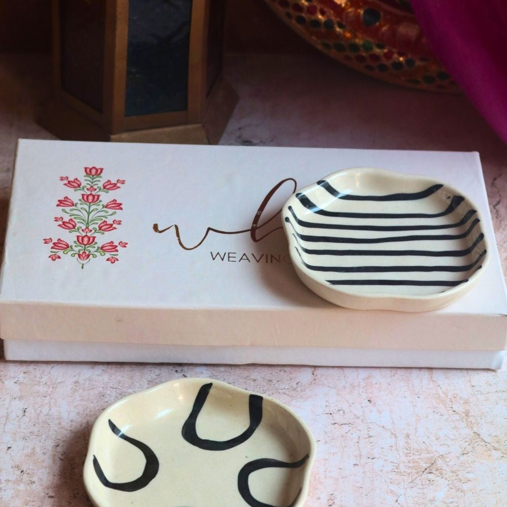 Abstract & Zebra Handmade Dessert plate in a Gift Box made by ceramic