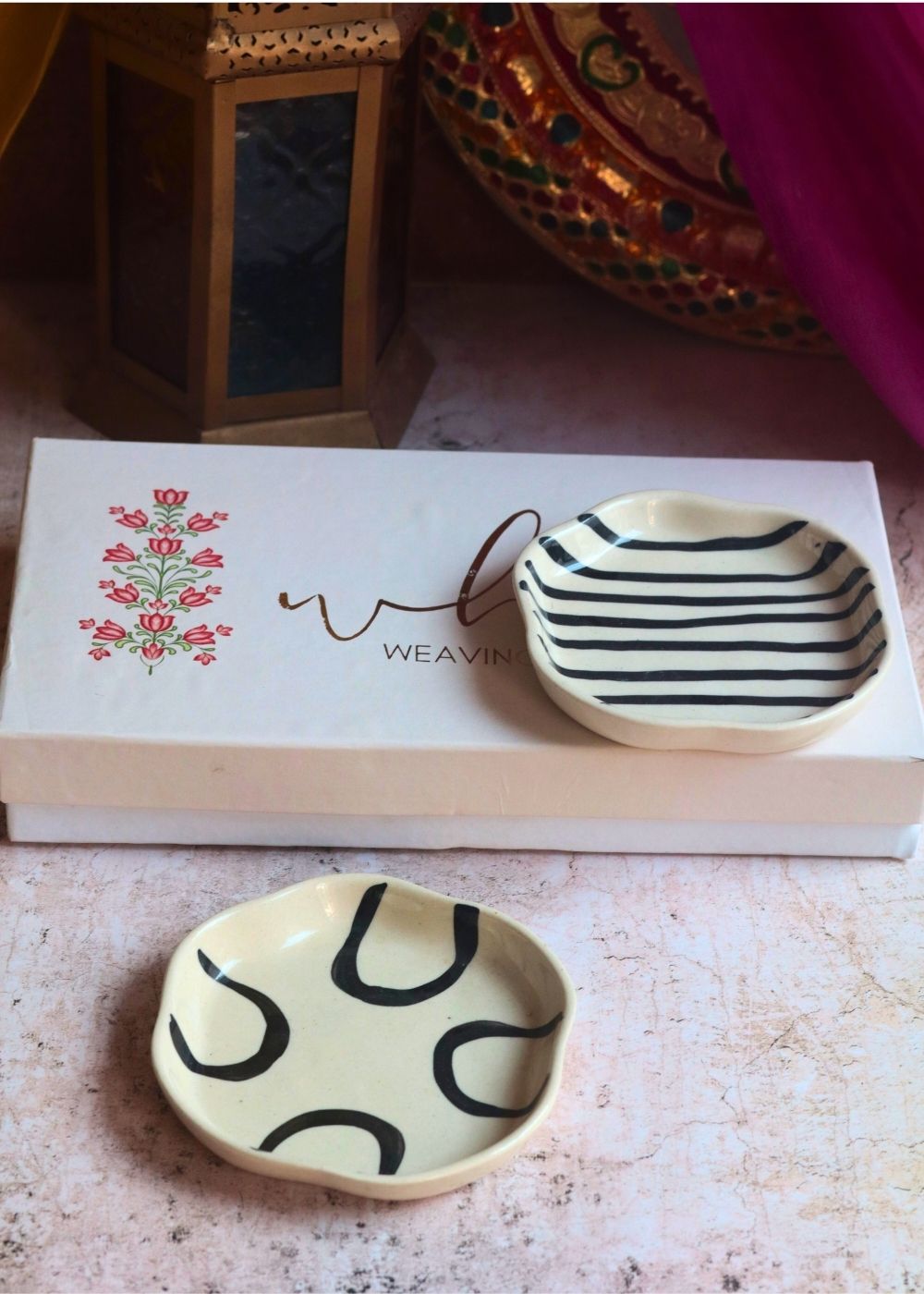 Abstract & Zebra Handmade Dessert plate in a Gift Box made by ceramic