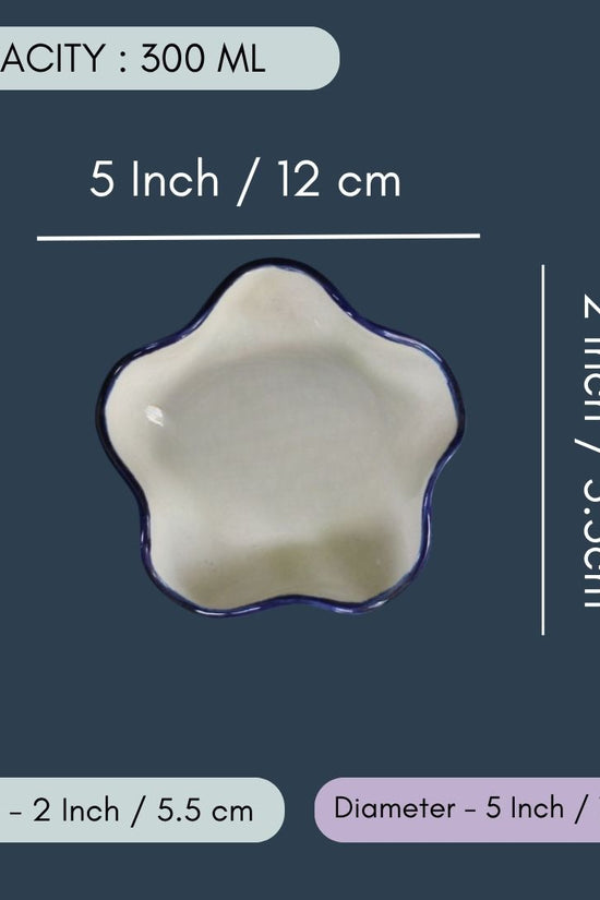 White & Blue Curvy Bowl - Set of Two