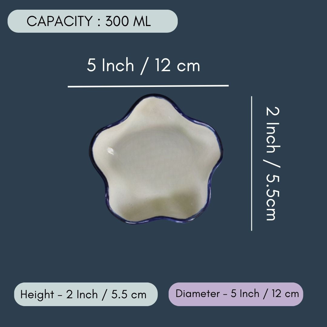 White & Blue Curvy Bowl - Set of Two