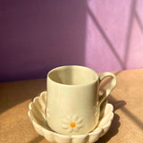 white lily mug & ice cream bowl set handmade in india 