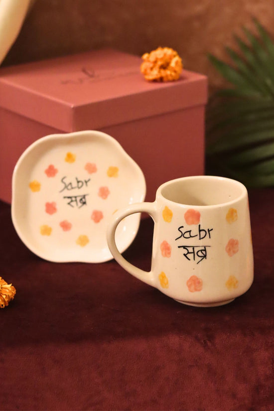 Sabr Mug & Handmade Dessert Plate in a Gift Box with premium quality material