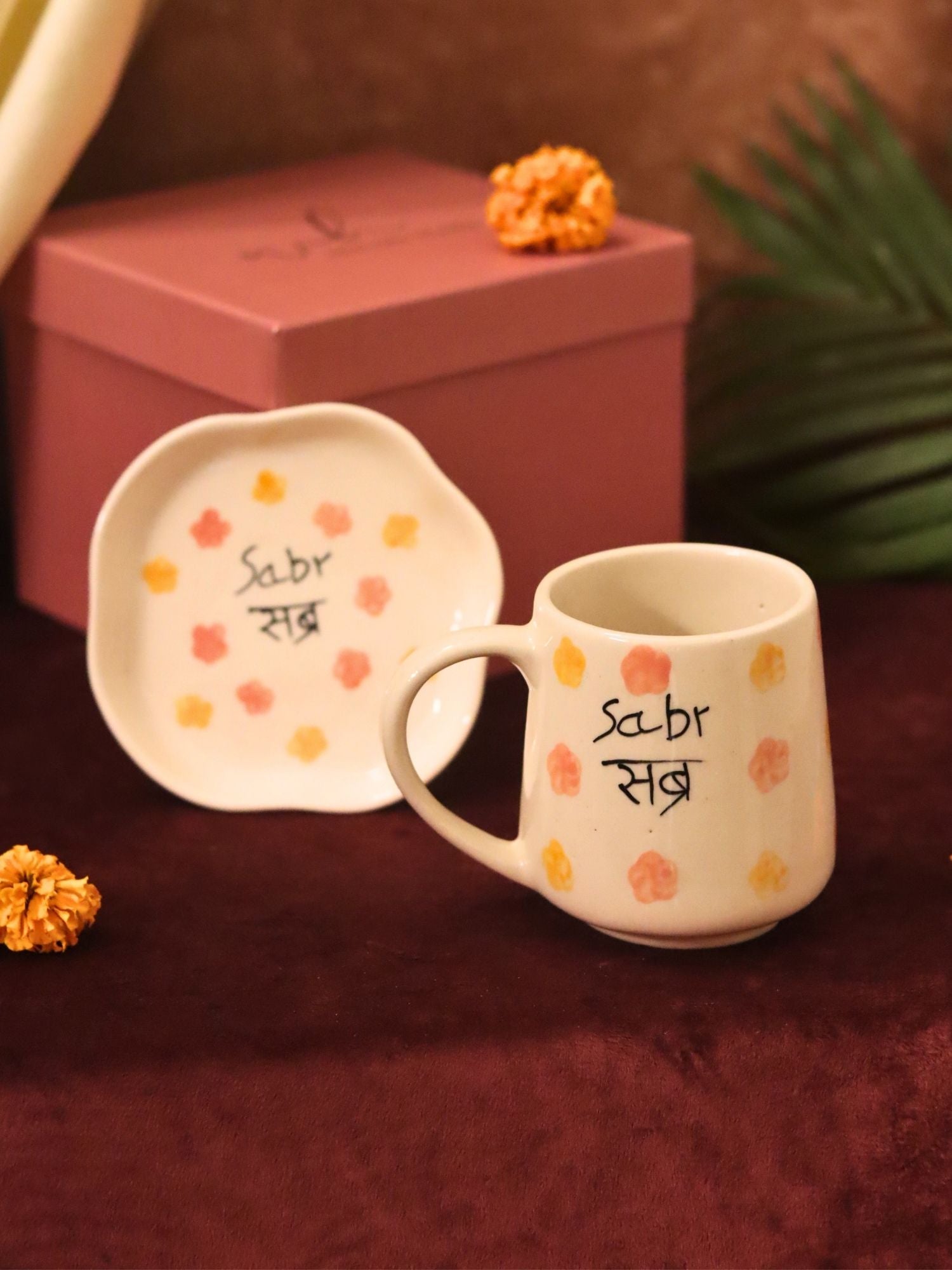 Sabr Mug & Handmade Dessert Plate in a Gift Box with premium quality material