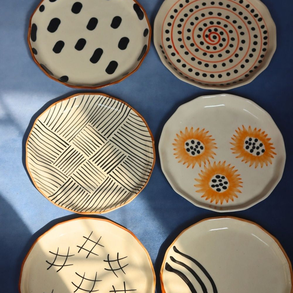 Set of 6 Handmade Snack Plates (for the price of 5) made by ceramic