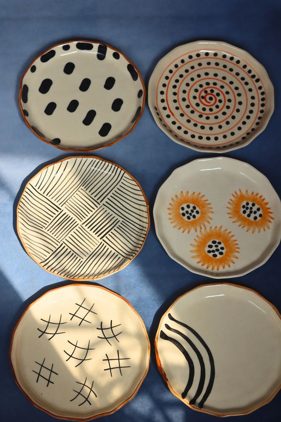 Set of 6 Handmade Snack Plates (for the price of 5) made by ceramic