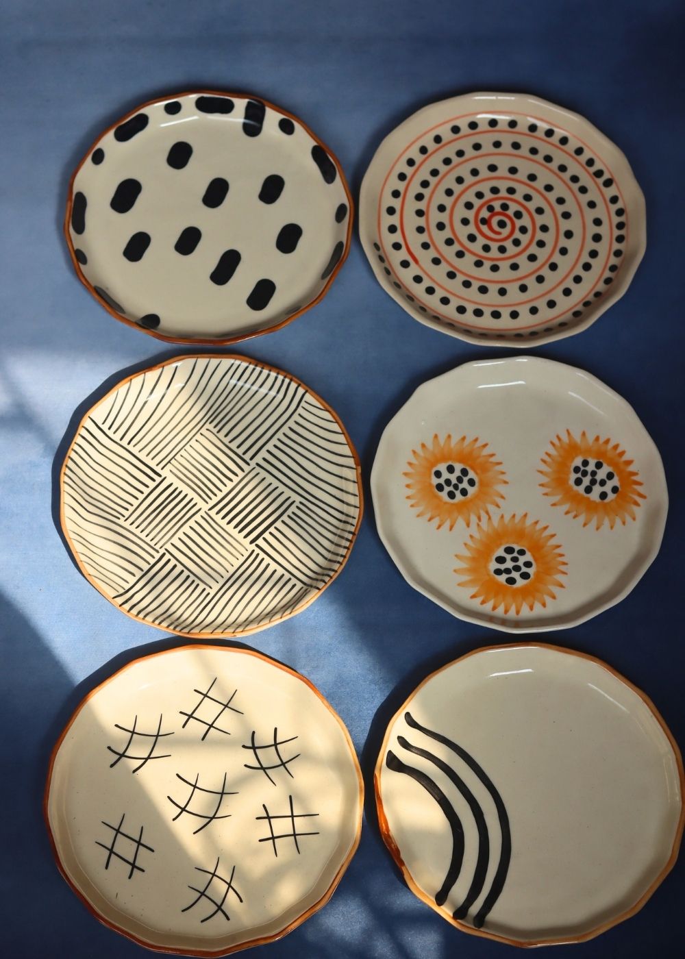 Set of 6 Handmade Snack Plates (for the price of 5) made by ceramic