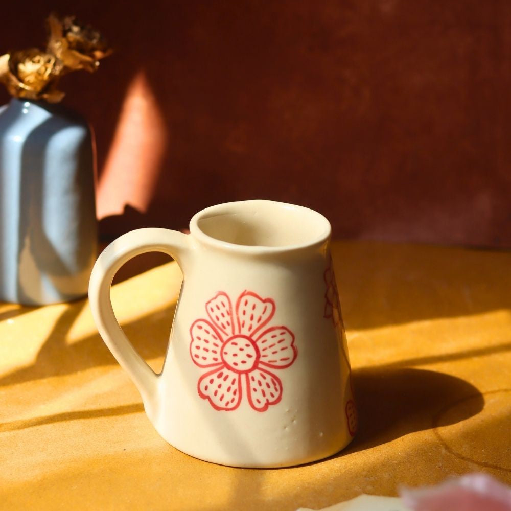 Red Floral Embrace Mug made by ceramic
