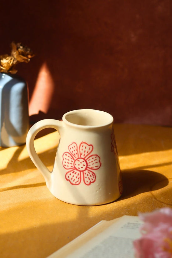 Red Floral Embrace Mug made by ceramic