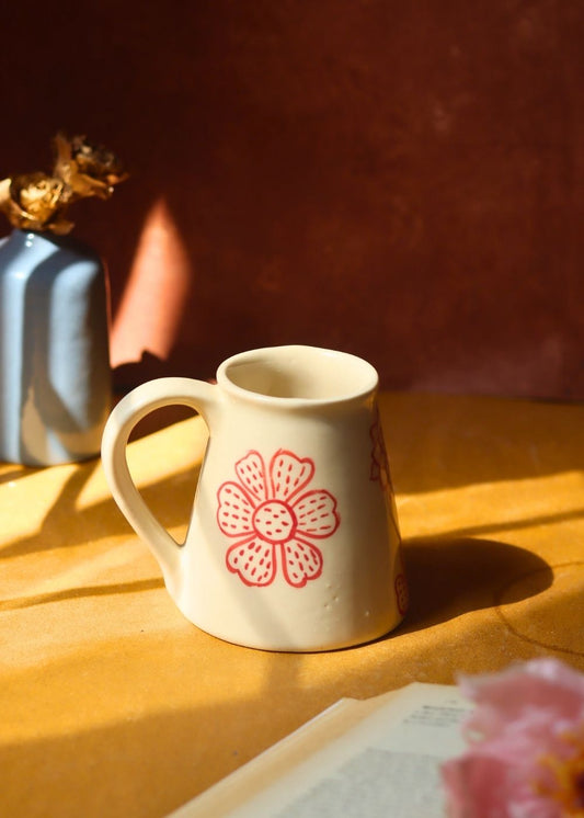 Red Floral Embrace Mug made by ceramic
