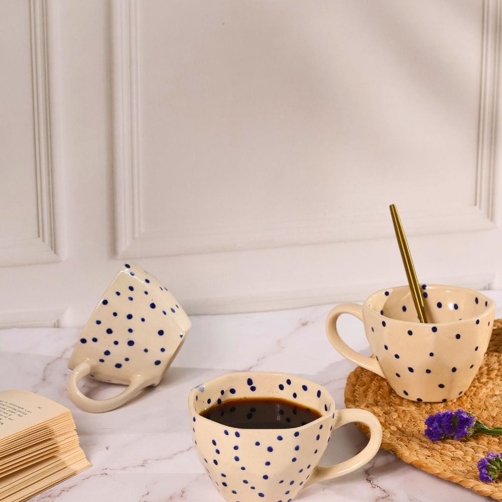 Blue Polka Mug made by ceramic