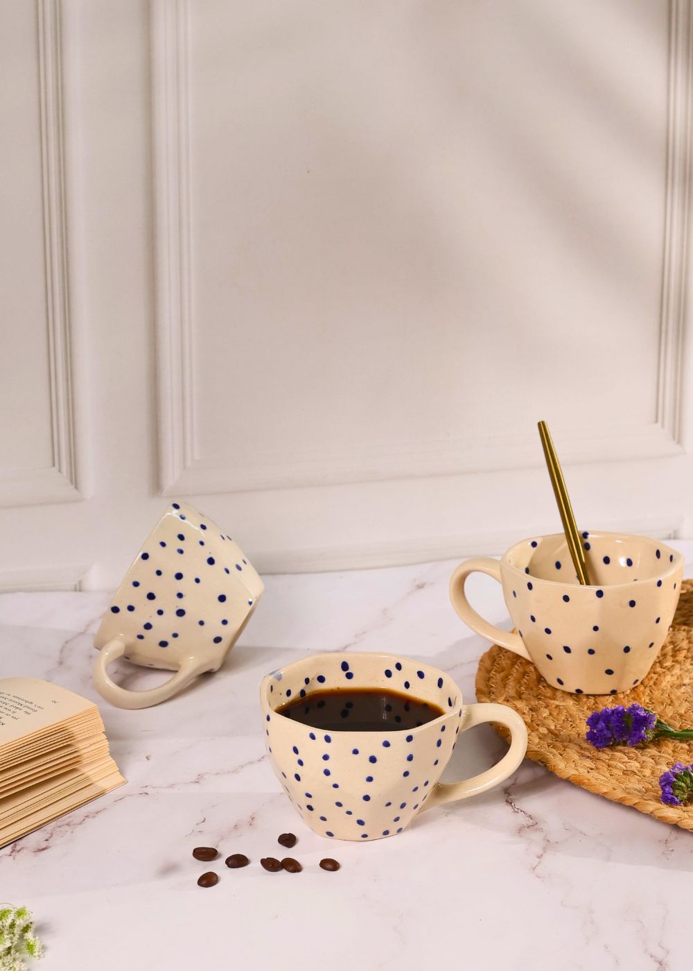 Blue Polka Mug made by ceramic