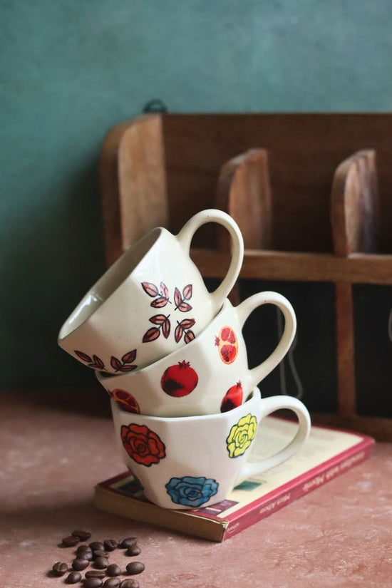 Set of 3 - Rosy Bloom Mugs with premium quality material