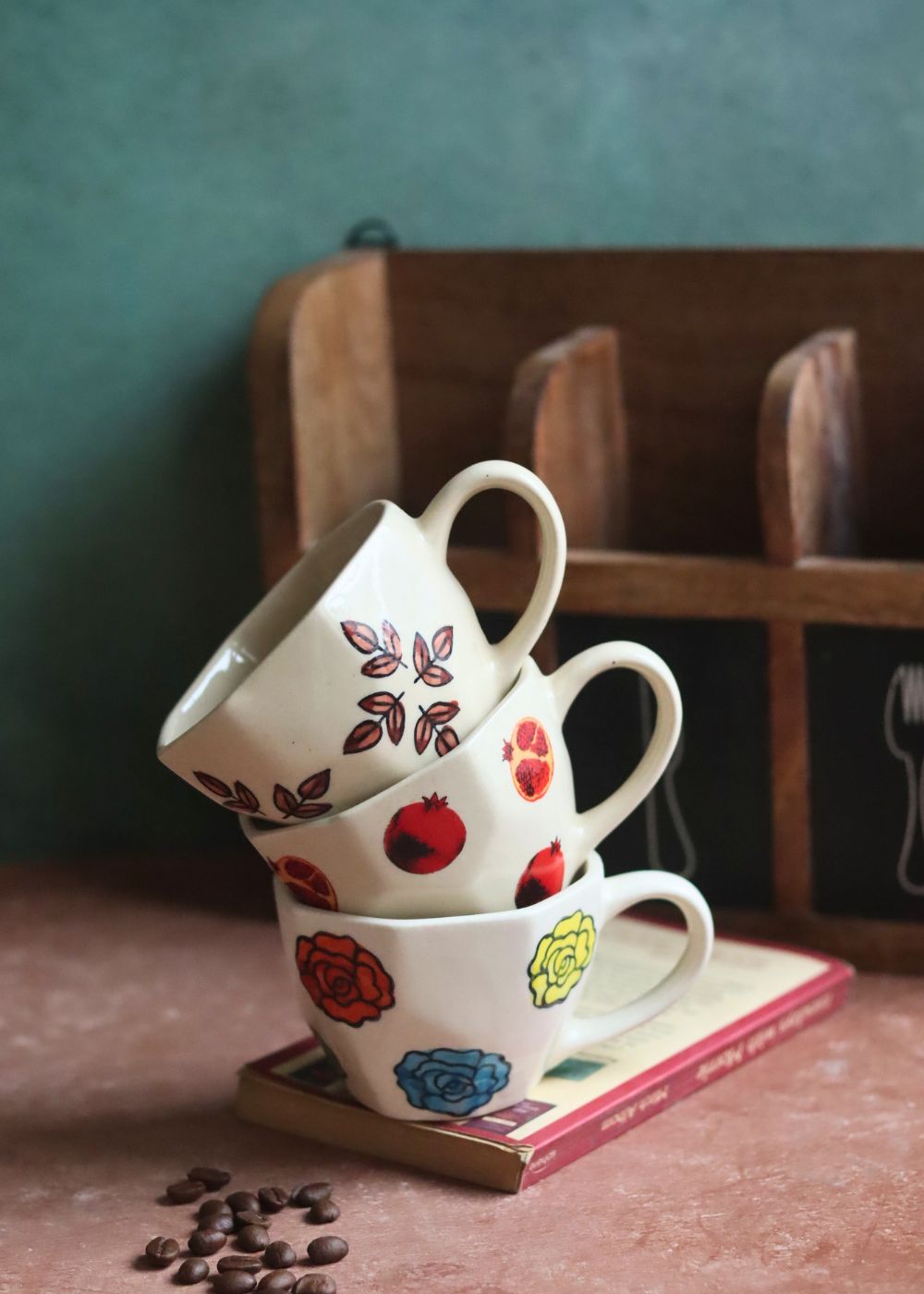 Set of 3 - Rosy Bloom Mugs with premium quality material