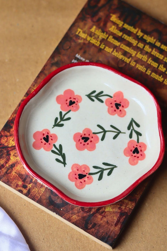 Poppy Flower Handmade Dessert Plate  handmade in india