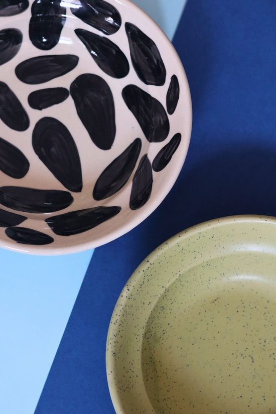 Army Green & Pebble Pasta Plate handmade in india