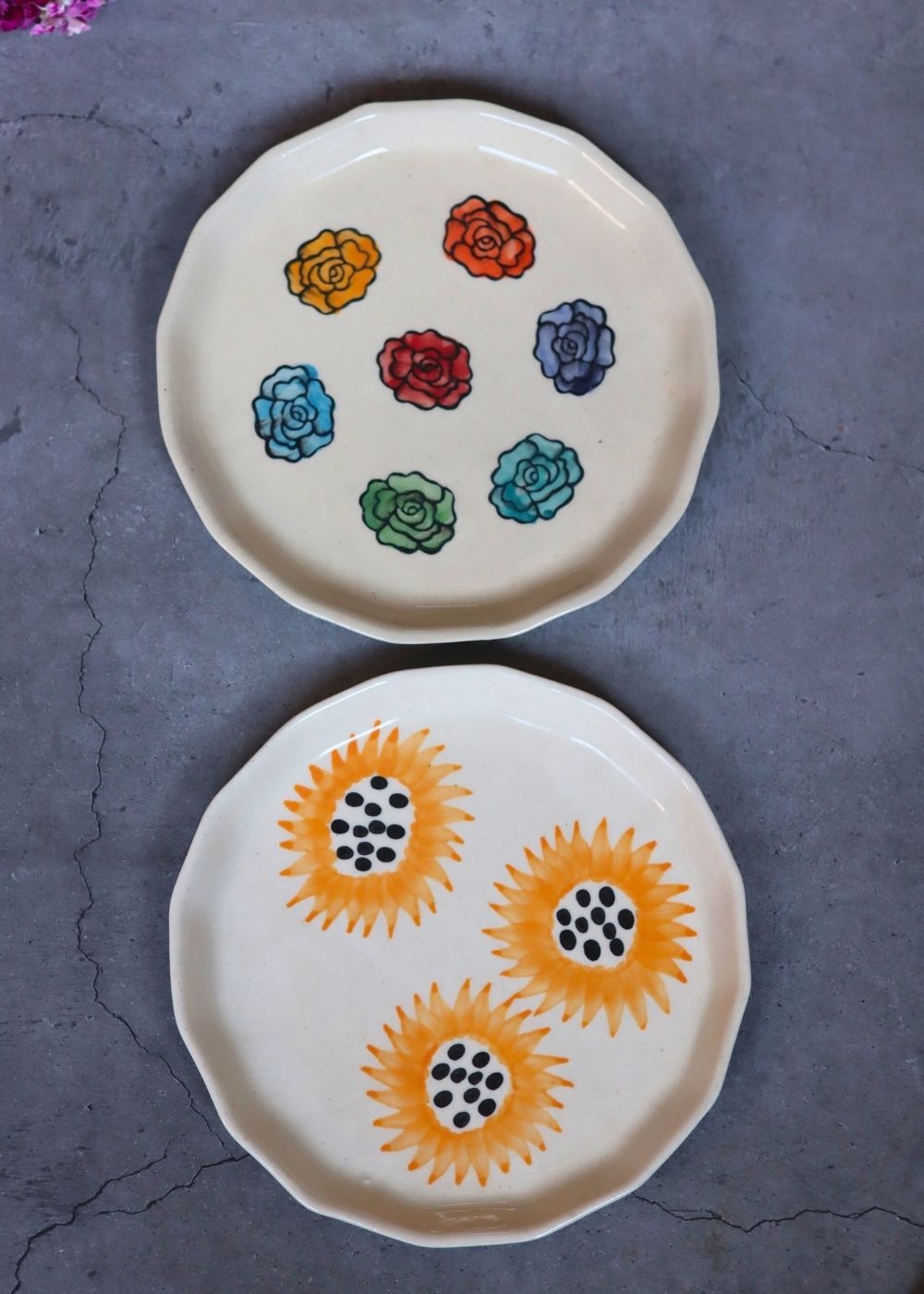 Sunflower & Roses Snack Plates handmade in india