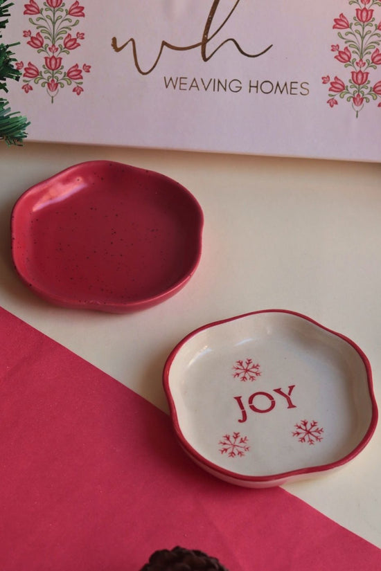 Joy & Red Handmade Dessert plate in a Gift Box with premium quality material