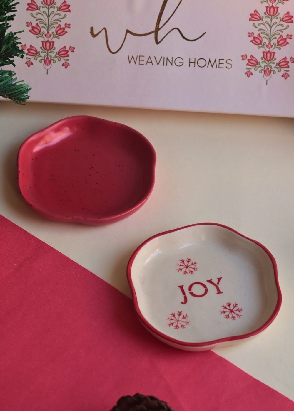 Joy & Red Handmade Dessert plate in a Gift Box with premium quality material
