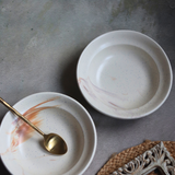 Two Handmade Ceramic Pasta Plates With Spoon