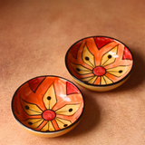 Handmade ceramic nut bowls orange 