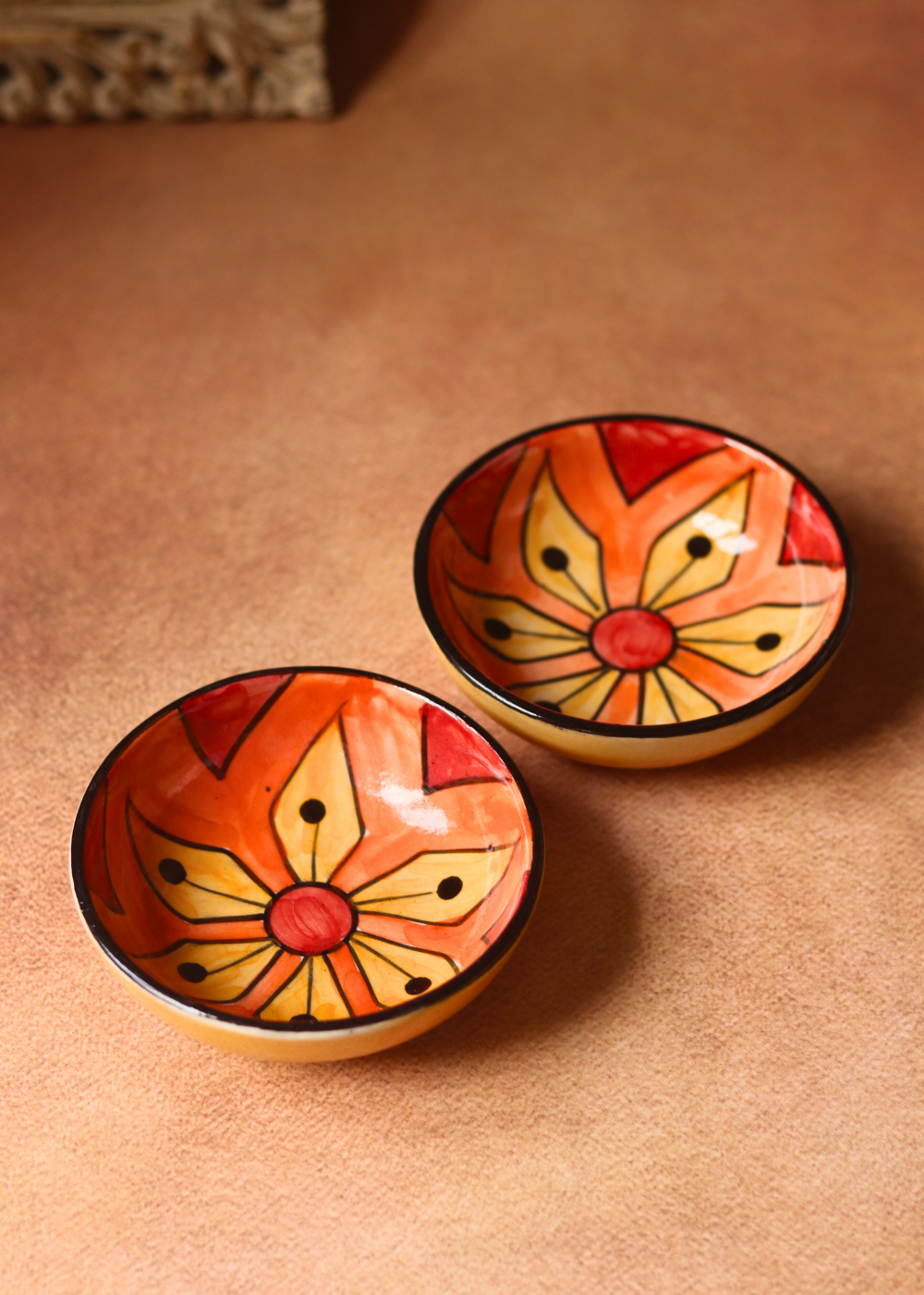 Handmade ceramic nut bowls orange 