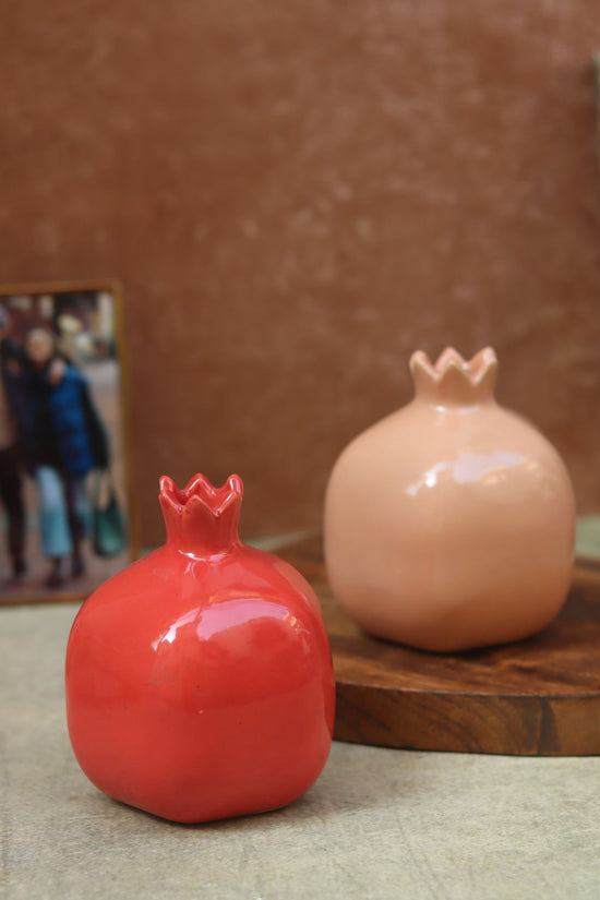 Set of 2 - Anar Vases (Red & Peach) handmade in India