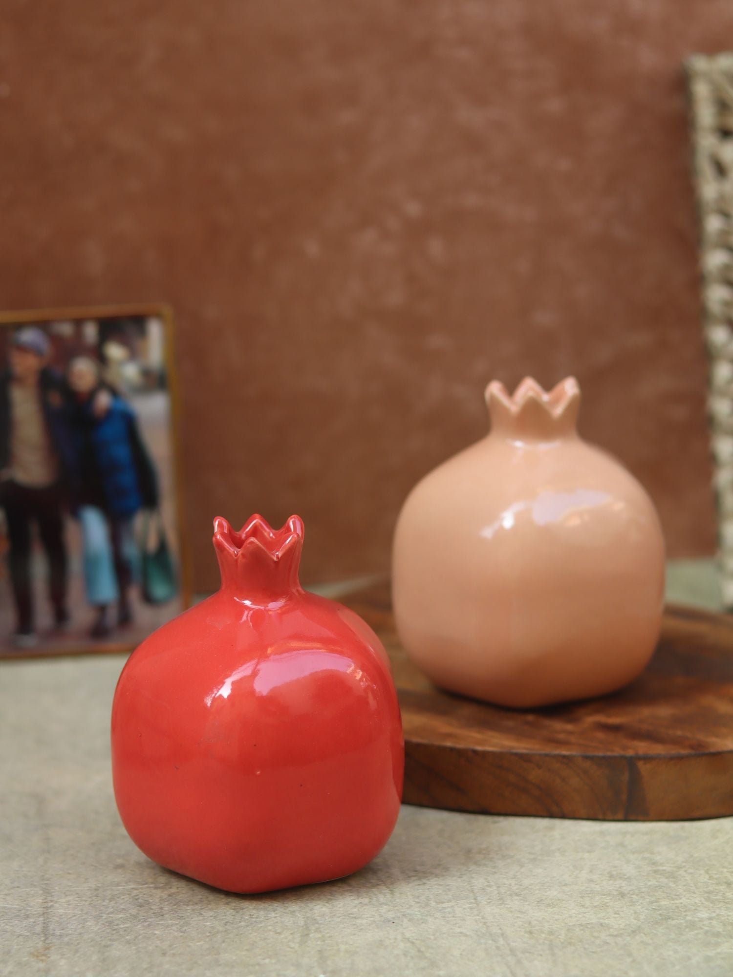 Set of 2 - Anar Vases (Red & Peach) handmade in India