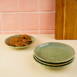 pistachio stoneware plate with delicious cookie