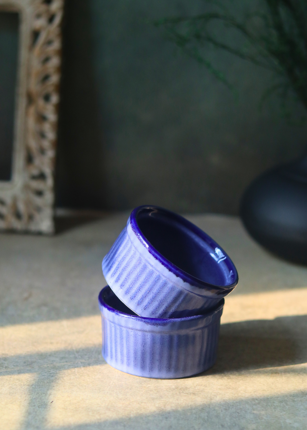 Two handmade kitchenware ramekins 