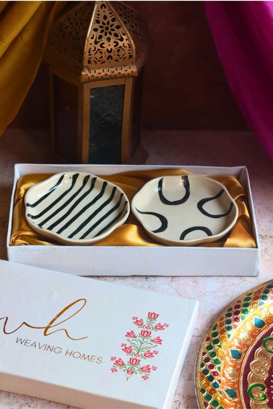 Abstract & Zebra Handmade Dessert plate in a Gift Box handmade in india