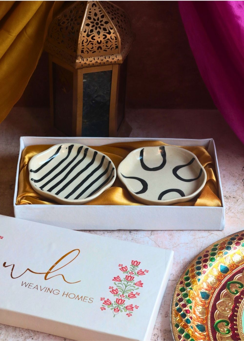 Abstract & Zebra Handmade Dessert plate in a Gift Box handmade in india
