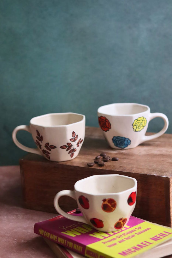 Set of 3 - Rosy Bloom Mugs made by ceramic