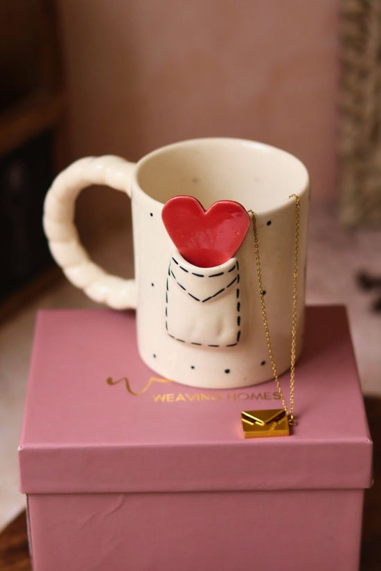 Love Letter Mug & Love Letter Necklace in a Gift Box handmade in India
