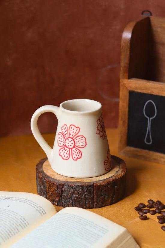 Red Floral Embrace Mug handmade in India