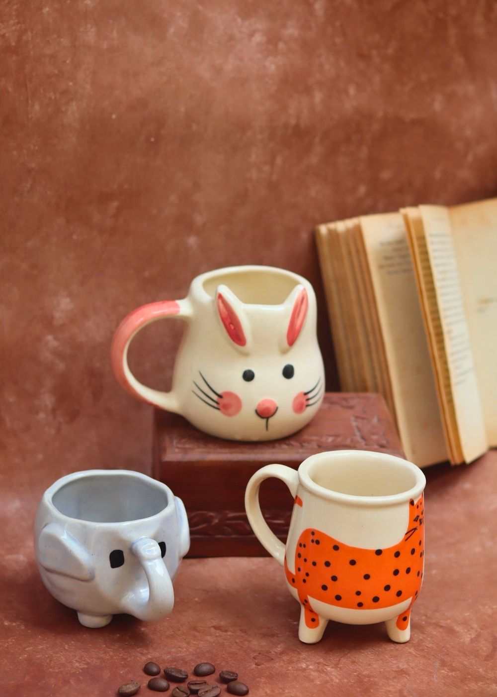 Ele, Dog & Cat Mug - Best Selling Combo of 3 handmade in india