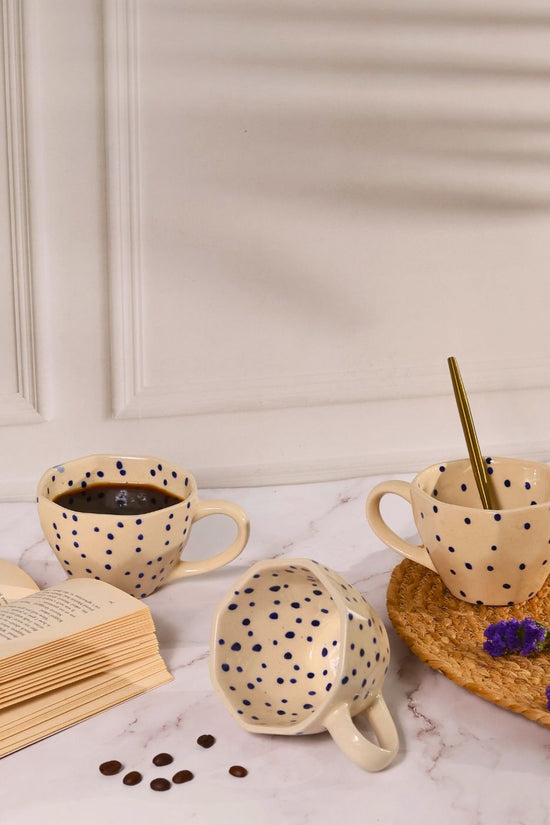 Blue Polka Mug handmade in india