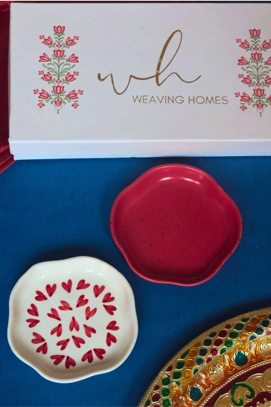 Handmade Red & All Heart Handmade Dessert plate in a Gift Box