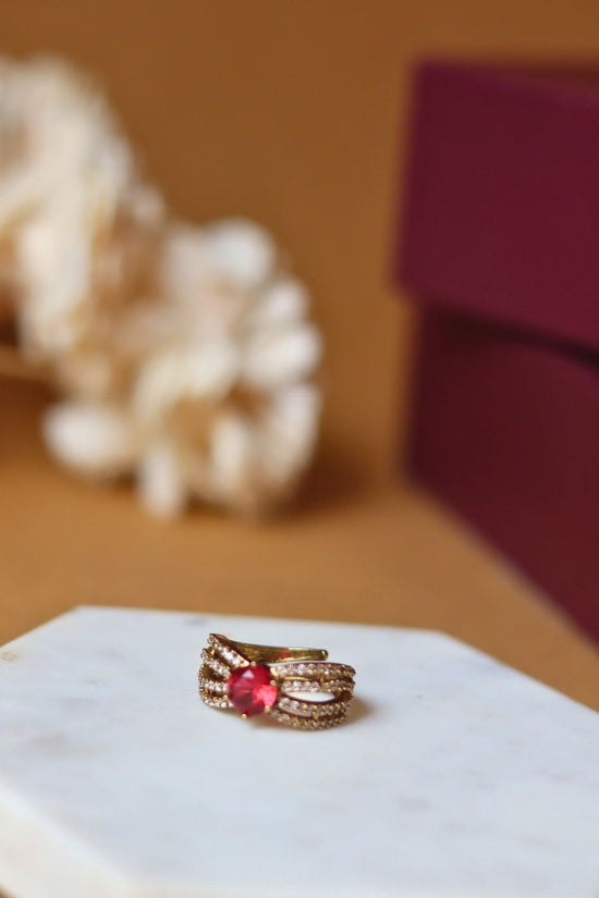 Crimson Bloom Ring with premium quality material