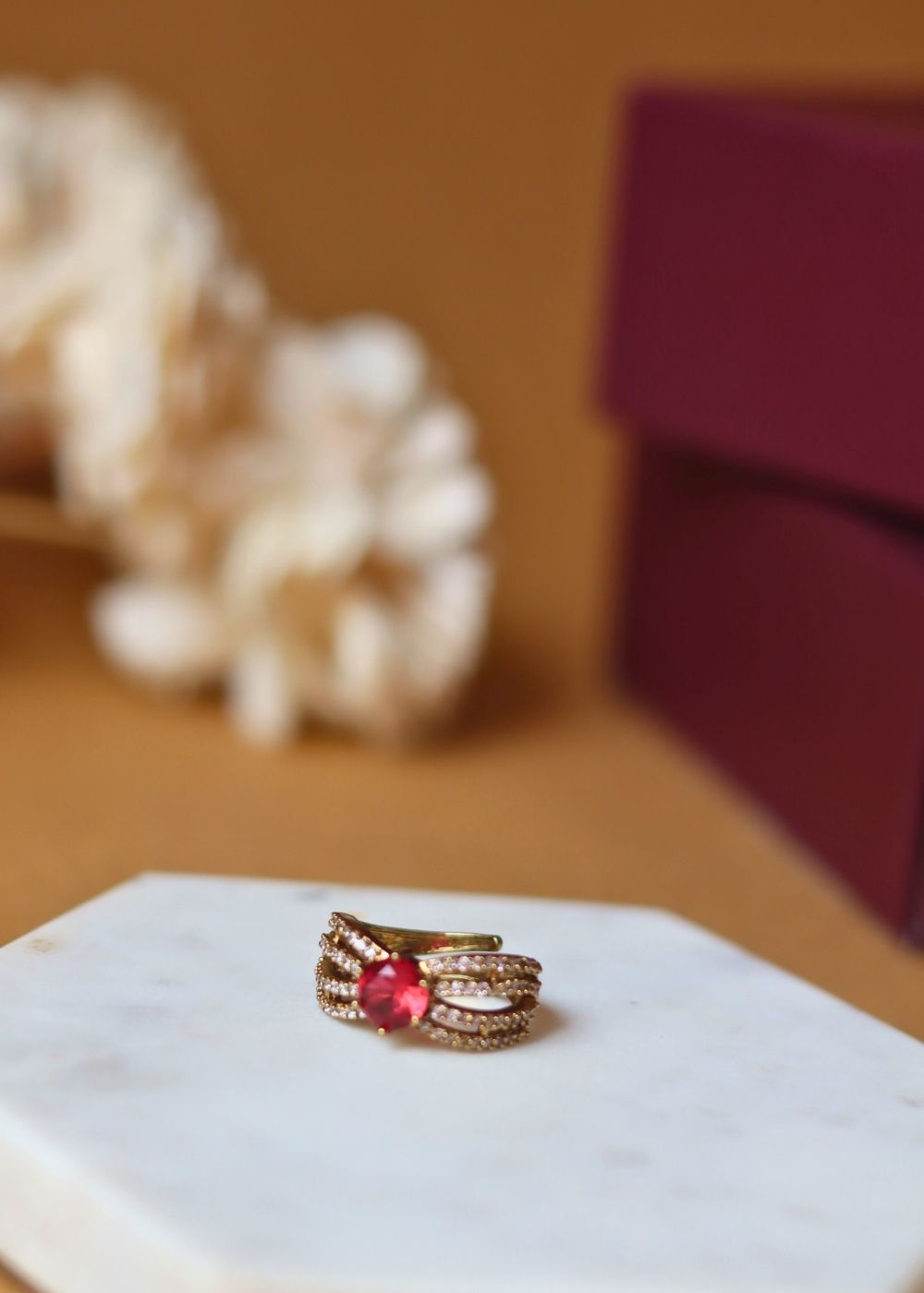Crimson Bloom Ring with premium quality material