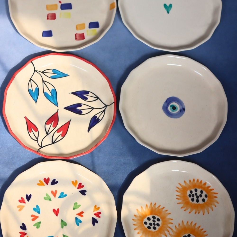 Set of 6 Dine & Shine Snack Plates (for the price of 5) made by ceramic