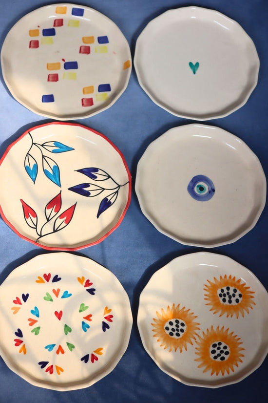 Set of 6 Dine & Shine Snack Plates (for the price of 5) made by ceramic