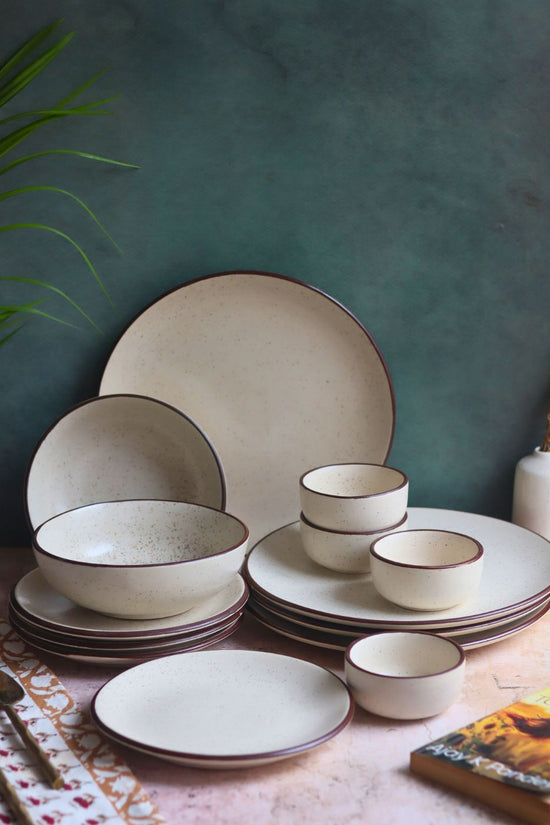 Set of 14 -  Ivory Bliss Dinner set handmade in india