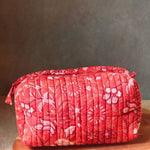 red floral toiletry bag made by cotton