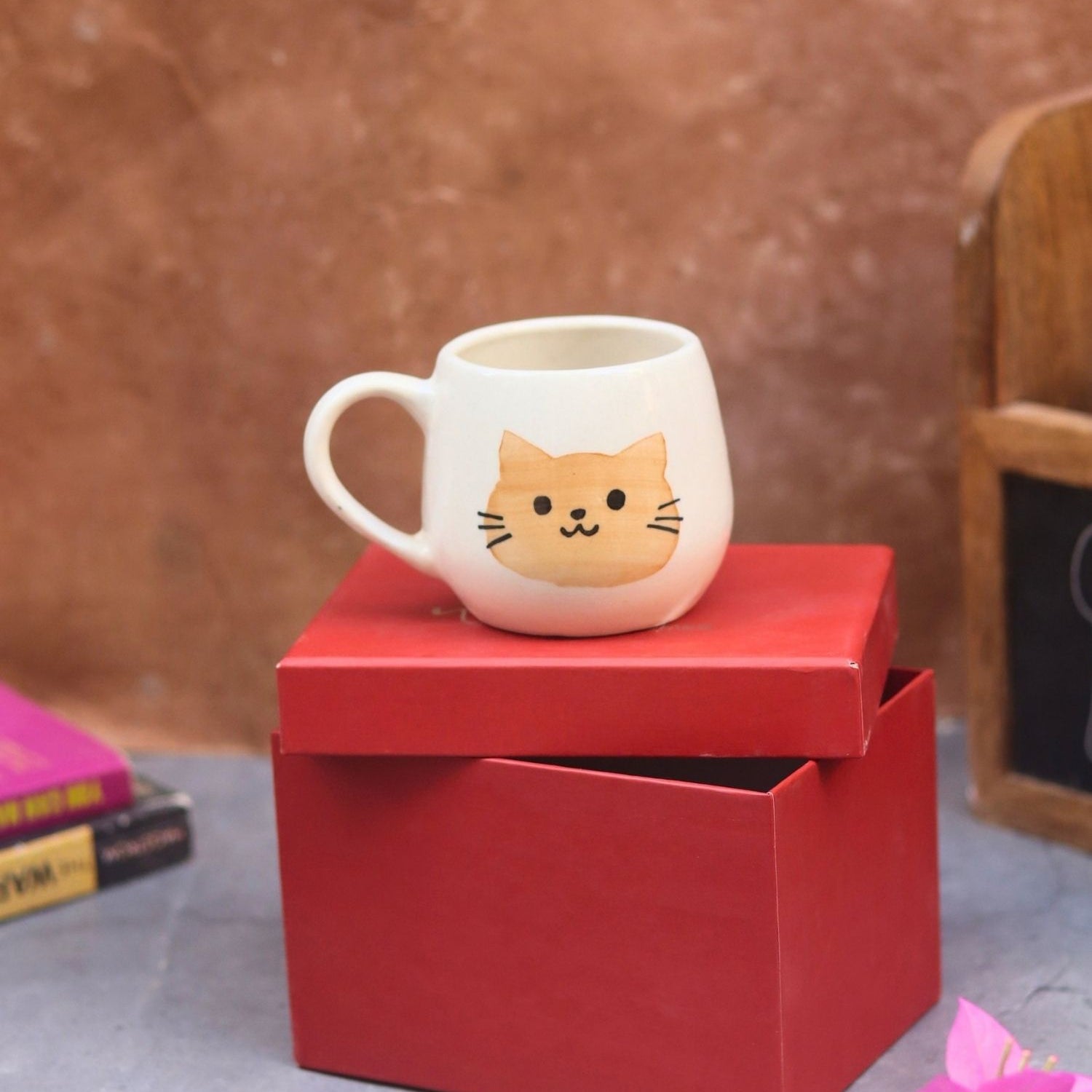 Witty Cat Mug in a Gift Box made by ceramic